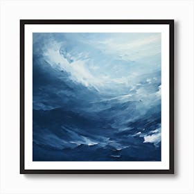 Navy Elegance: Watercolour Waves Art Print