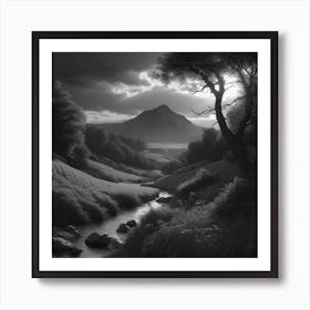 Black And White Landscape Painting Art Print