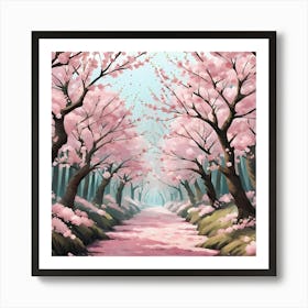 Pathway of Cherry Blossoms  Art Print