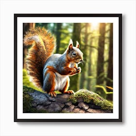 Squirrel In The Forest 89 Art Print