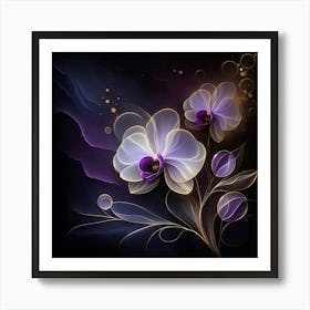 Purple Orchids Wallpaper Art Print