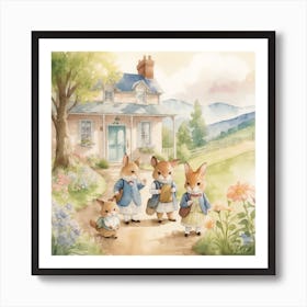 Rabbits In The Garden Art Print