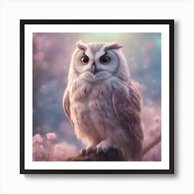 Dreamy Portrait Of A Cute Owl In Magical Scenery, Pastel Aesthetic, Surreal Art, Hd, Fantasy, Fairyt Art Print