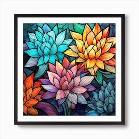 Stained Glass Flowers 2 Art Print