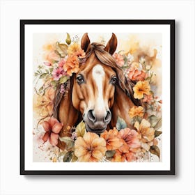 Horse With Flowers 7 Art Print