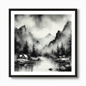 Quietly Flowing Mountain River Art Print