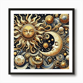 Sun, Moon And Stars 1 Art Print