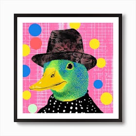 Duck In A Hat Colourful Geometric 4 Art Print