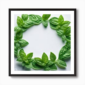 Wreath Of Basil Leaves Art Print