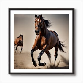 Two Horses Galloping Art Print