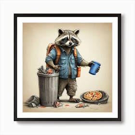 Raccoon Pizza 2 Art Print