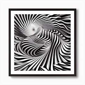 Black and white optical illusion 8 Art Print