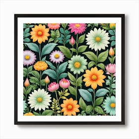 Floral Seamless Pattern 11 Art Print