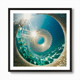 Swirl blue green Art Print