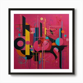 Abstract Piece Neon Wall Art Pink Art Print