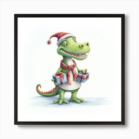 Crocodile Christmas 1 Art Print