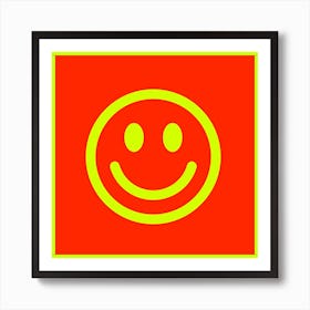 Smiley Face Orange And Neon Art Print