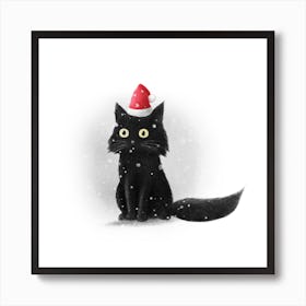 Santa Cat Art Print