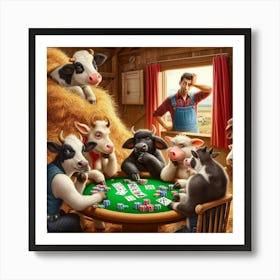 Cows Playing Poker Poster