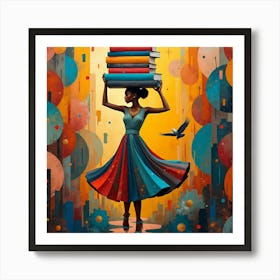 Woman in Colorful Garments Balancing Wisdom Art Print