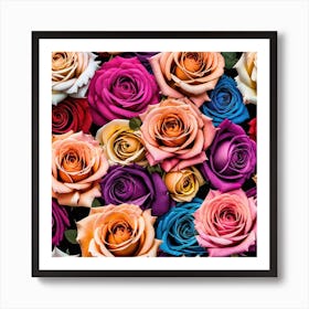 Colorful Roses Seamless Pattern 6 Art Print