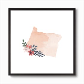 Oregon Watercolor Floral State Art Print