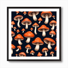 Seamless Pattern With Mushrooms 6 Art Print