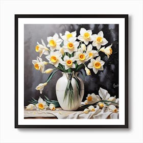 Daffodils In A Vase 12 Art Print