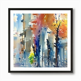 Watercolor Of A City Art Print