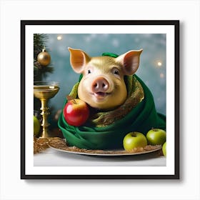 STILL LIFE PIG CHRISTMAS Art Print