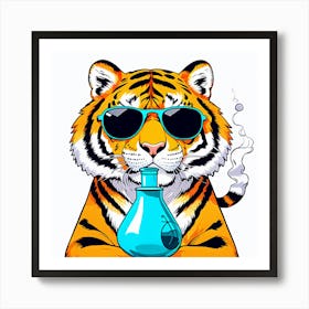 Tiger With A Bottle Art Print