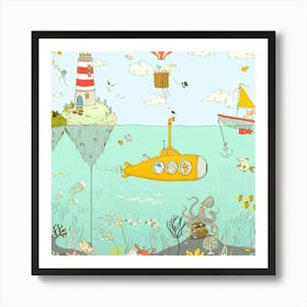 Ocean Odyssey A Journey From The Lighthouse To The Depths Art Print