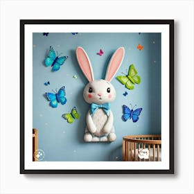 Bunny With Butterflies Art Print