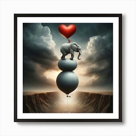 Elephant With A Heart Art Print