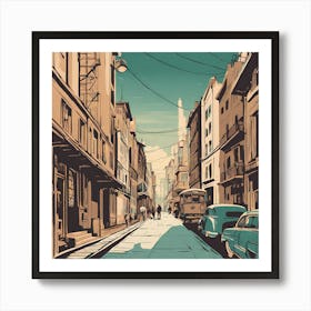 Street Scene VECTOR ART Art Print