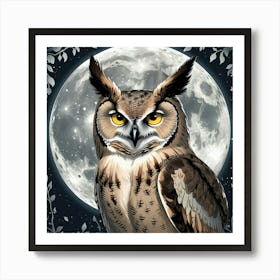 Leonardo Phoenix 10 A Mystical Great Horned Owl Illustration S 3 Art Print