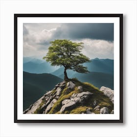 Lone Tree On Top Of Mountain 11 Art Print
