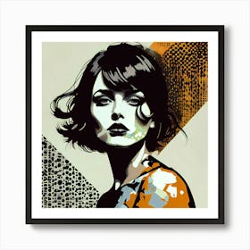 Contemplative Woman in a Geometric Realm Art Print