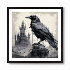 Crow Inked Art Print