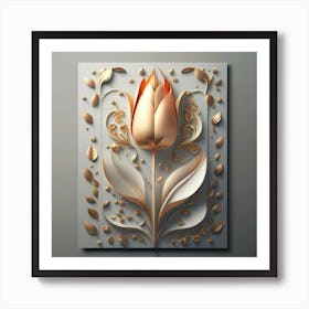 Decorated paper and tulip flower 7 Art Print