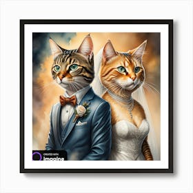 Cat Bride and Groom / Wedding Cats 1 1 Art Print