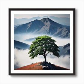 Lone Tree On Top Of Mountain 50 Art Print