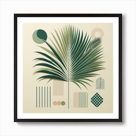 Scandinavian style, Green fan of palm leaves 2 Art Print