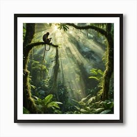 An Aged Yet Vibrant Rainforest Nestled Within The Amazon Basin Towering Trees Pirouette Skyward Art Print
