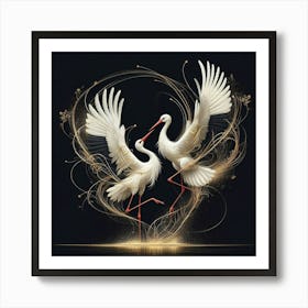 White Storks Art Print