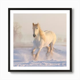 White Horse In The Snow Art Print