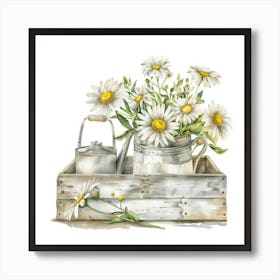 Daisies In A Crate Art Print