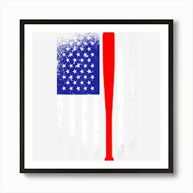 American Flag Baseball 4th Of July Patriotic Art Print