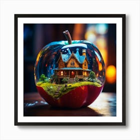 Miniature House In Apple Art Print