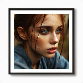 Portrait Of A Girl With Red Hair Art Print